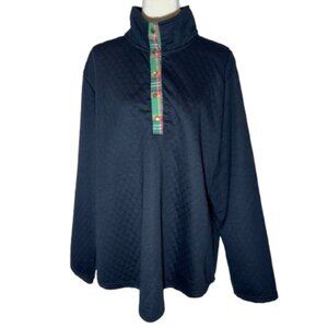 TOP IT OFF 1/4 Snap Quilted Navy Dress